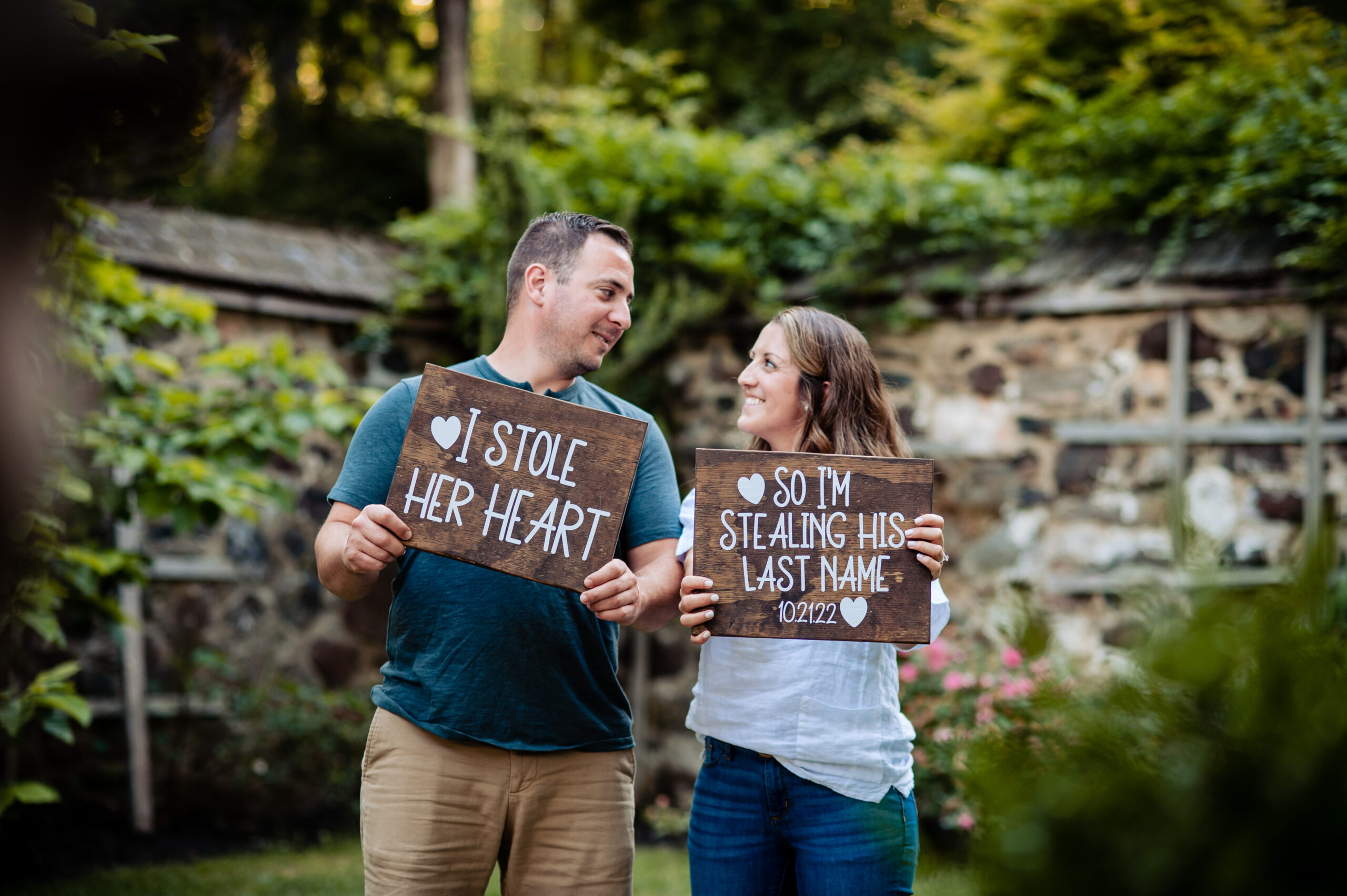 Signs for engagement shoot