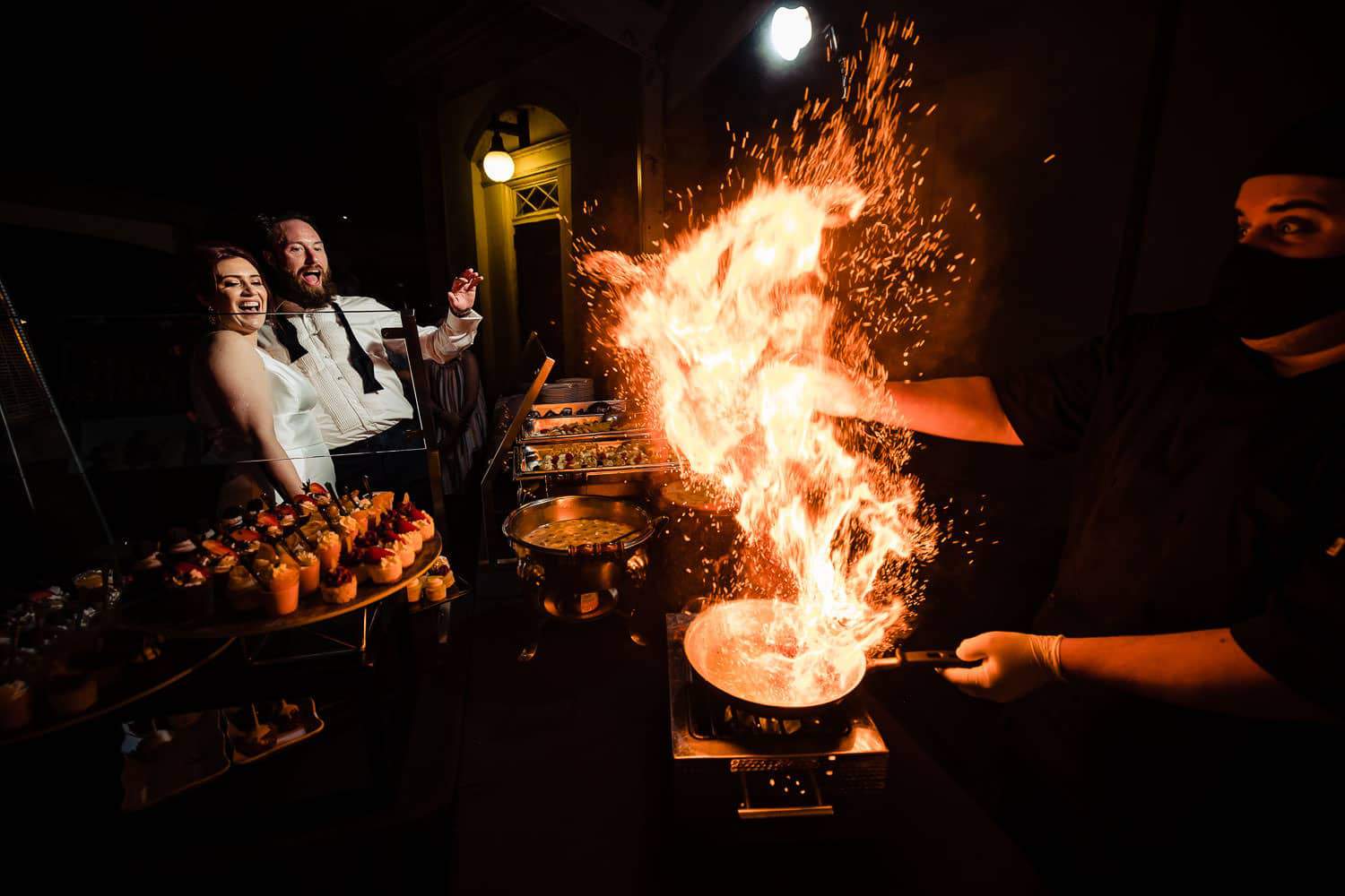 Chef cooking at Cescaphe Wedding Venue