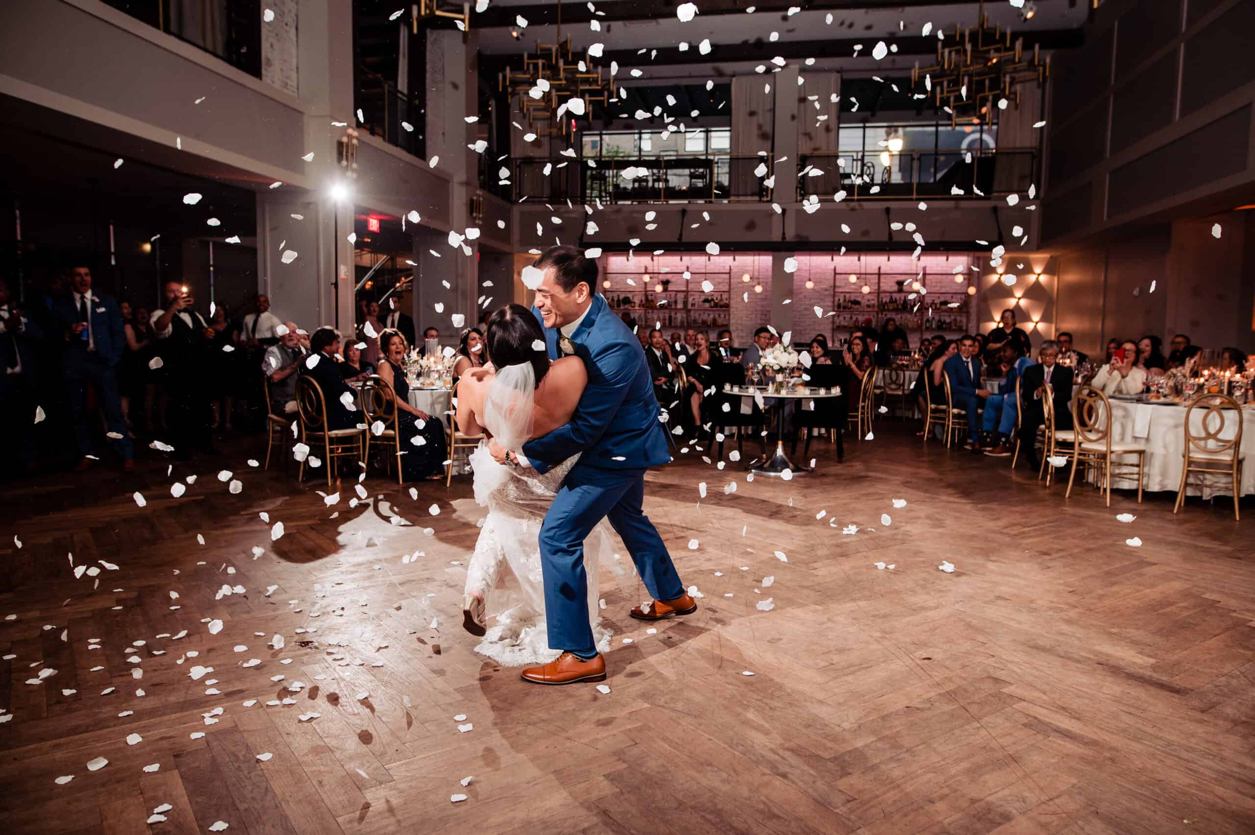 Couple dancing on wedding day