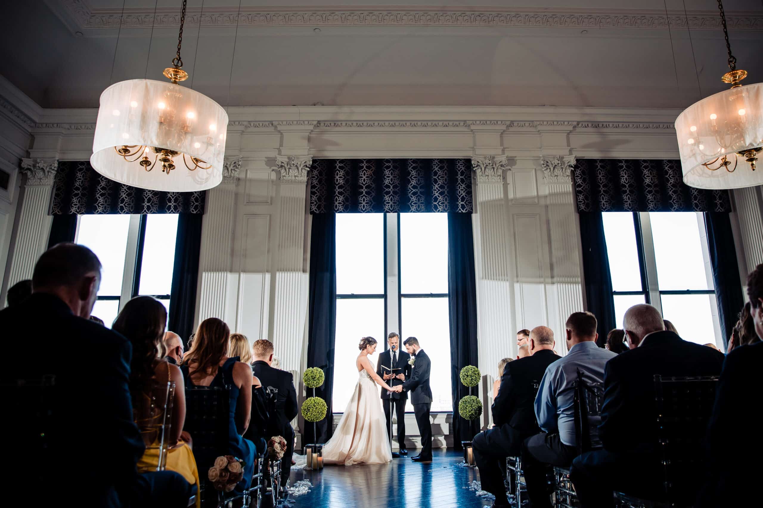 Bride and groom at alter on wedding day