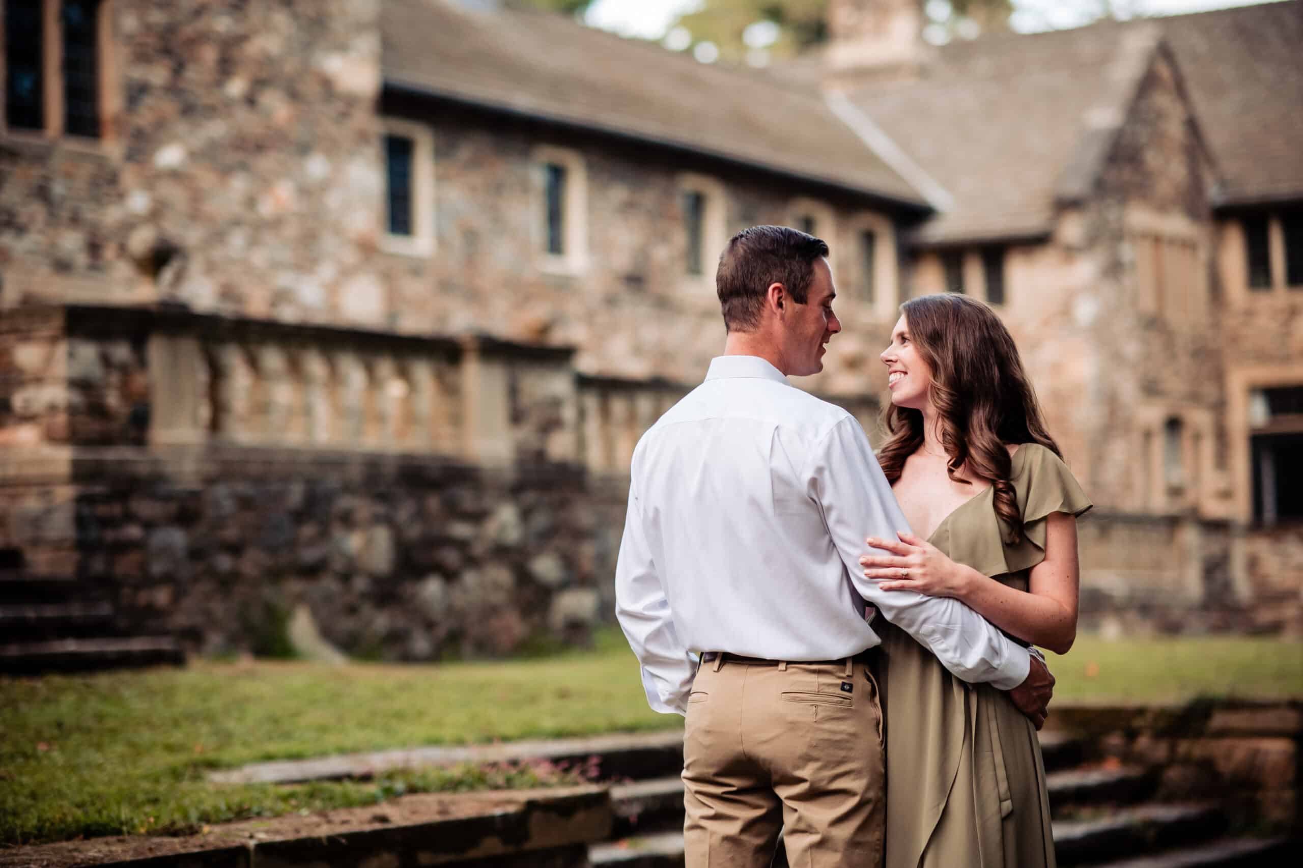 Couple taking engagement pics