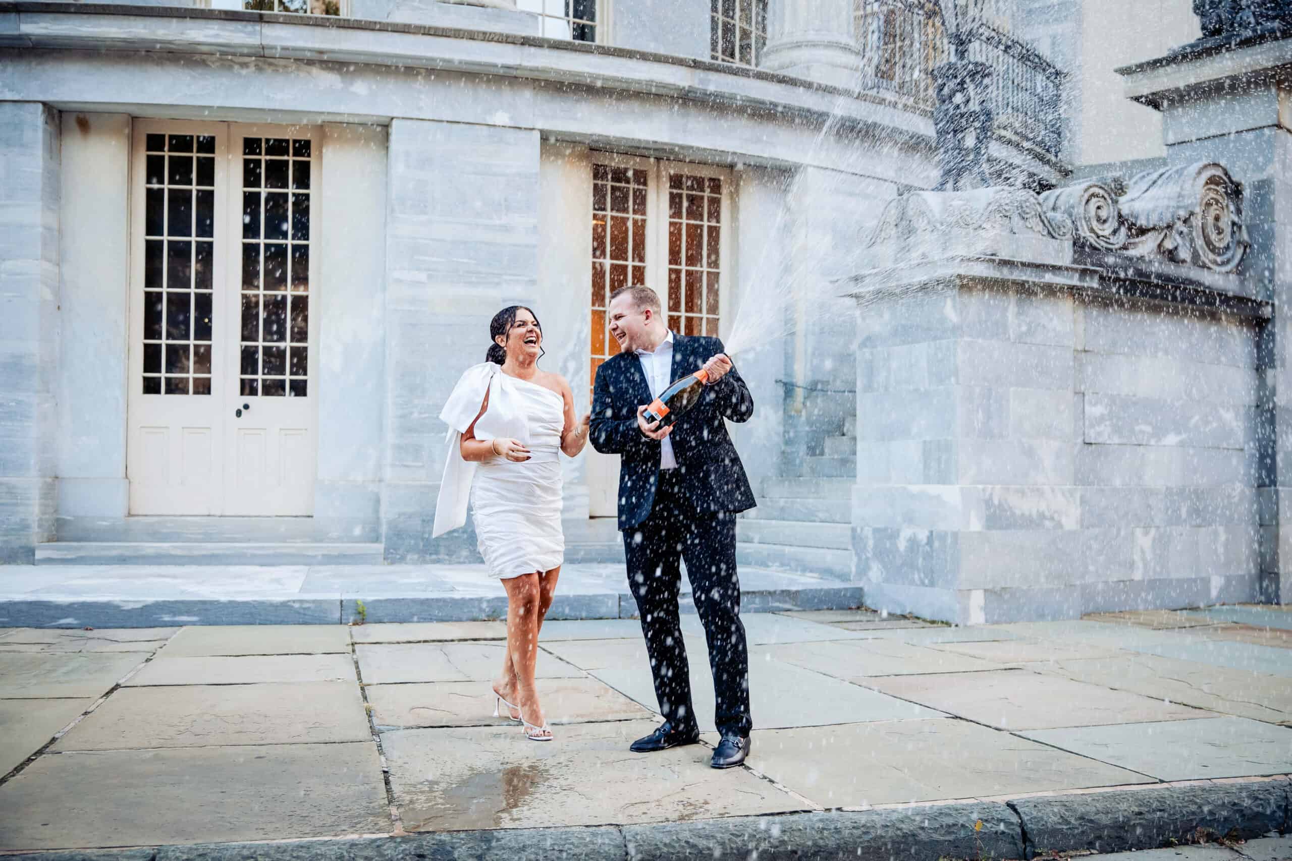 Champagne Pop at engagement shoot